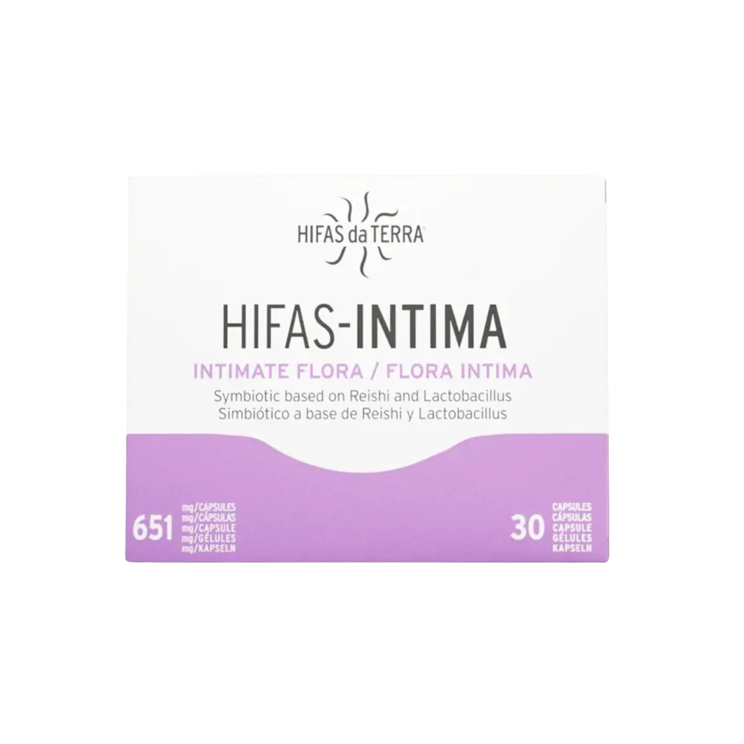 Box of HIFAS-Intima intimate flora supplement capsules