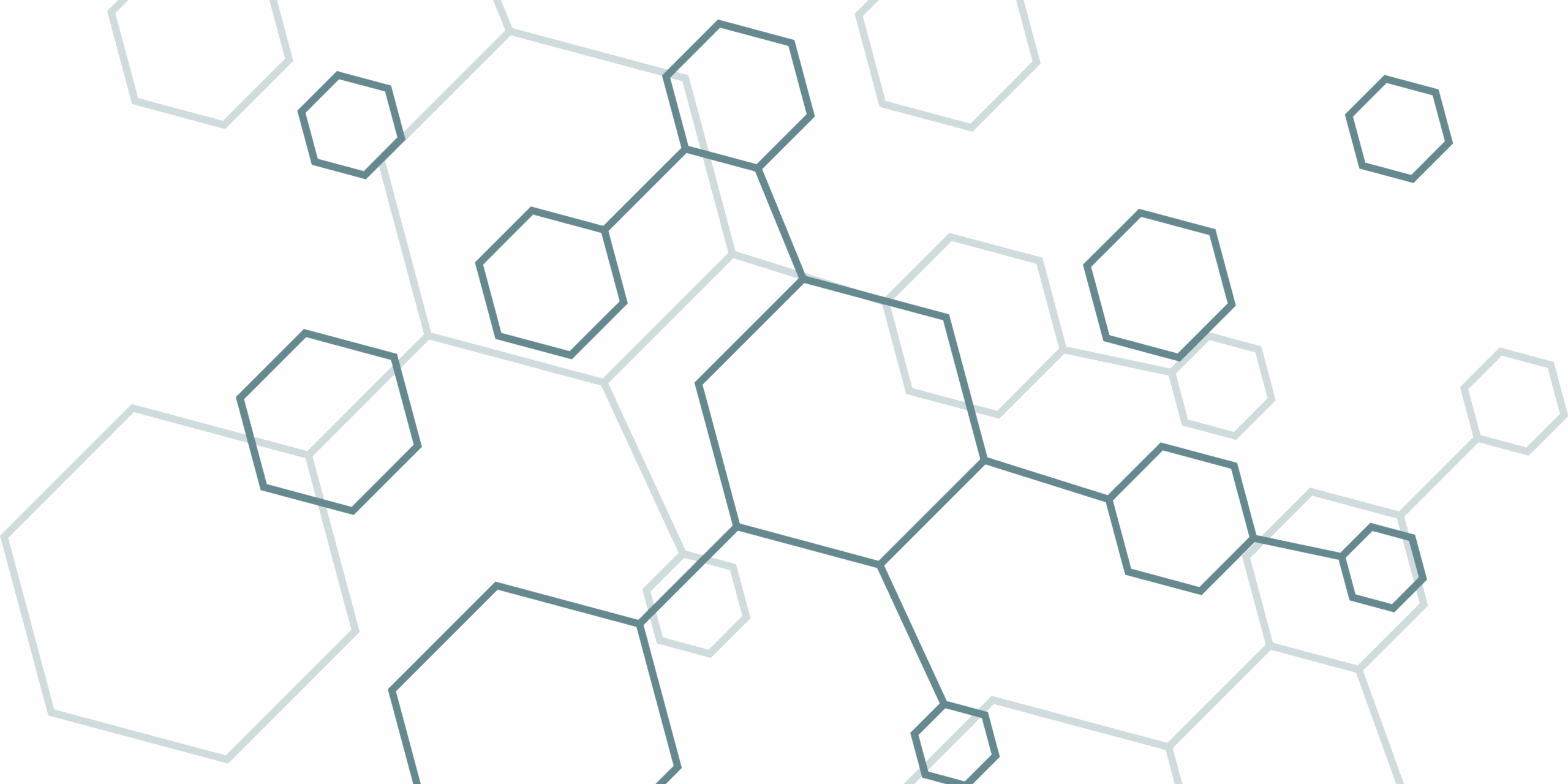 Abstract pattern of interlocking hexagons drawn in grey-teal lines