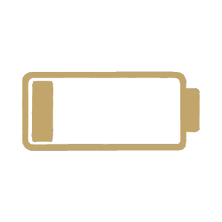 Gold line drawing of a low battery