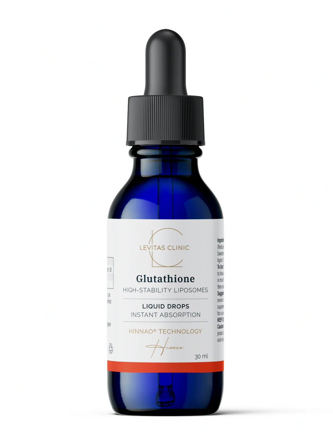 Blue dropper bottle of liquid glutathione